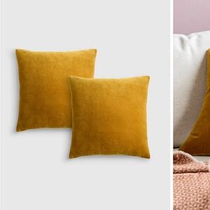 Two Quince classic cotton Velvet Pillow Covers in marigold